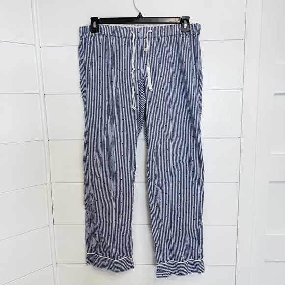 J. Crew pinstripe dot striped pajama bottoms blue white 23717 - Picture 3 of 10